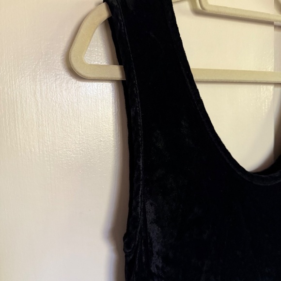 CP Shades Black Crushed Velvet Sleeveless Tank Midi Dress Size Small Lagenlook - Picture 3 of 9